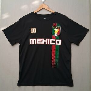 Men's Mexico Soccer Azteca Game Day Short Sleeve T-Shirt : Large : Black : #10